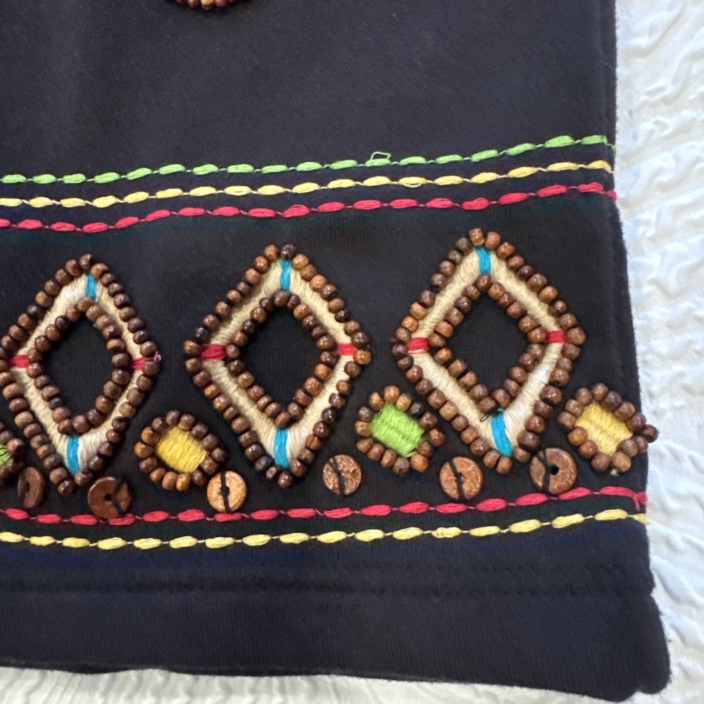 Coldwater Creek Cardigan Sweater size Large Beaded Black Jacket Art to Wear - Picture 8 of 9